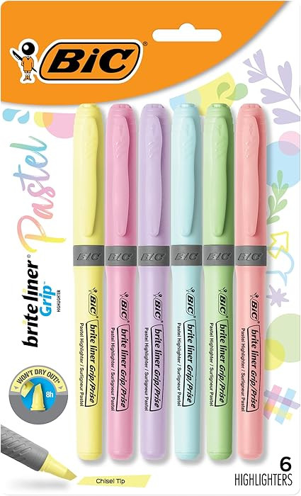 BIC Brite Liner Pastel Highlighter Set, Chisel Tip for Fine and Broad Lines, 6-Count Pack in Asso... | Amazon (CA)