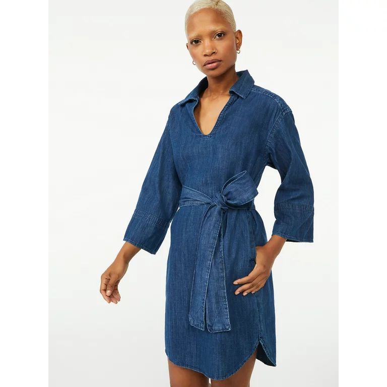 Free Assembly Women's Shift Dress with Square Sleeves | Walmart (US)