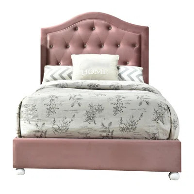 Twin Bed In Rosy Pink - No Box Spring Required, Convenient Design Modern 47.16 In. Height, Fashionable | Wayfair North America