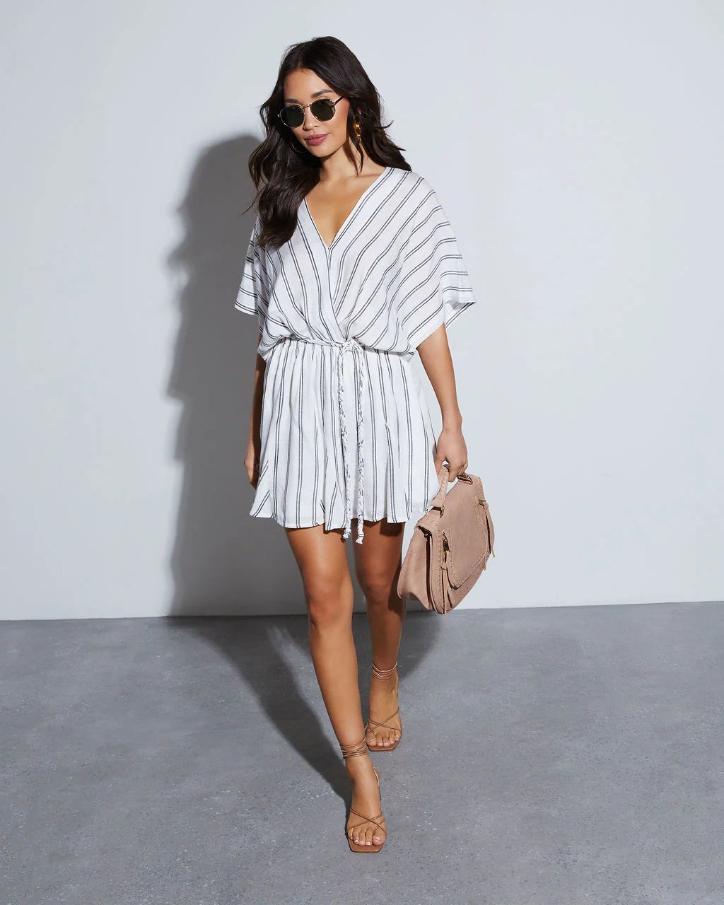 Rory Striped Tie Waist Mini Dress | VICI Collection