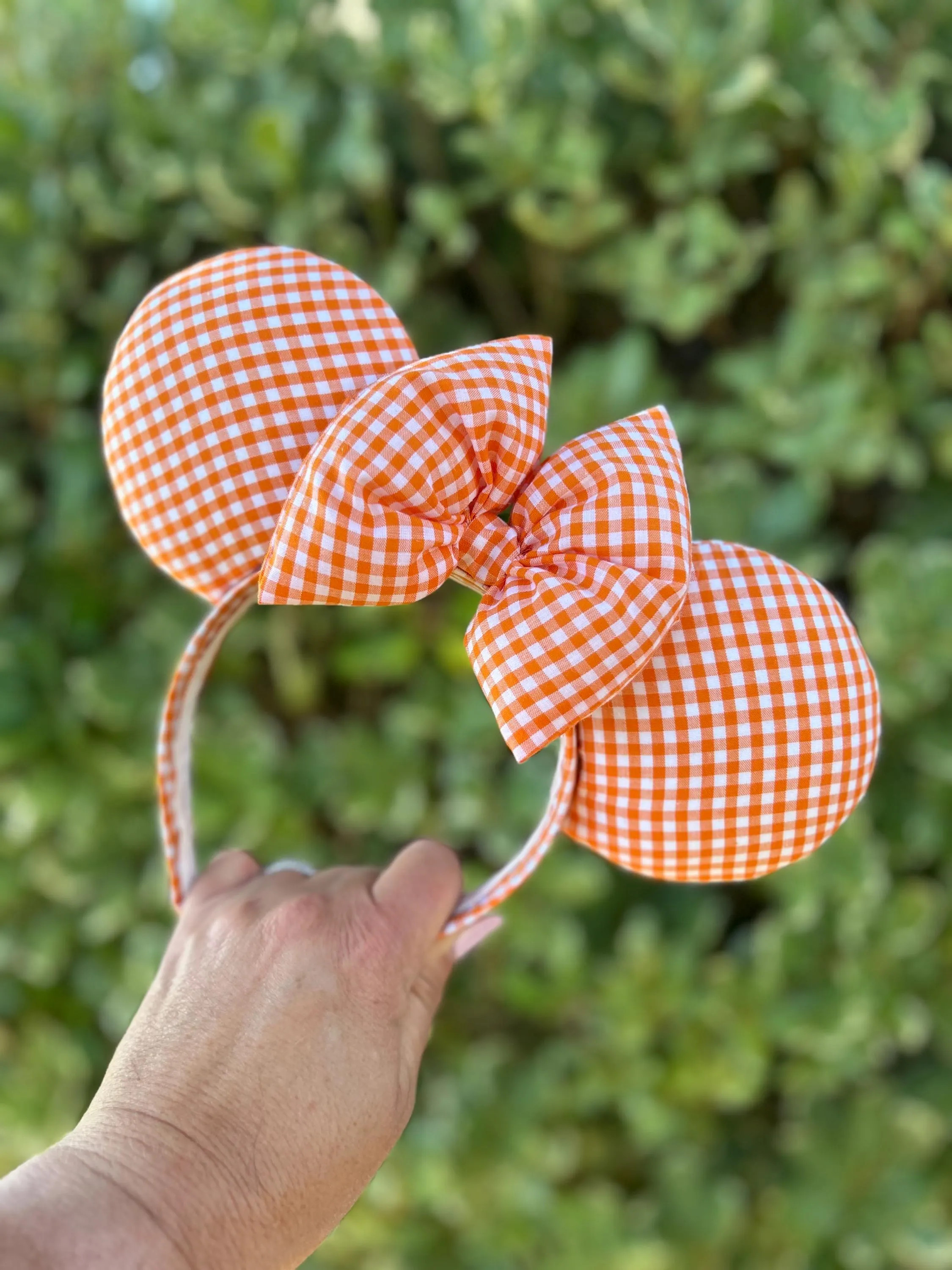 Orange Gingham Ears, Gingham Ears, Halloween Ears, Orange Creamsicle Ears | Etsy (Global)