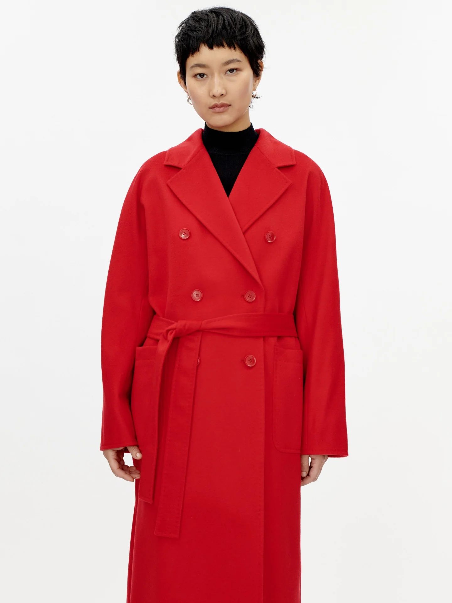 Women's Cashmere Double-Breasted Long Coat Red - Gobi Cashmere | Gobi Cashmere