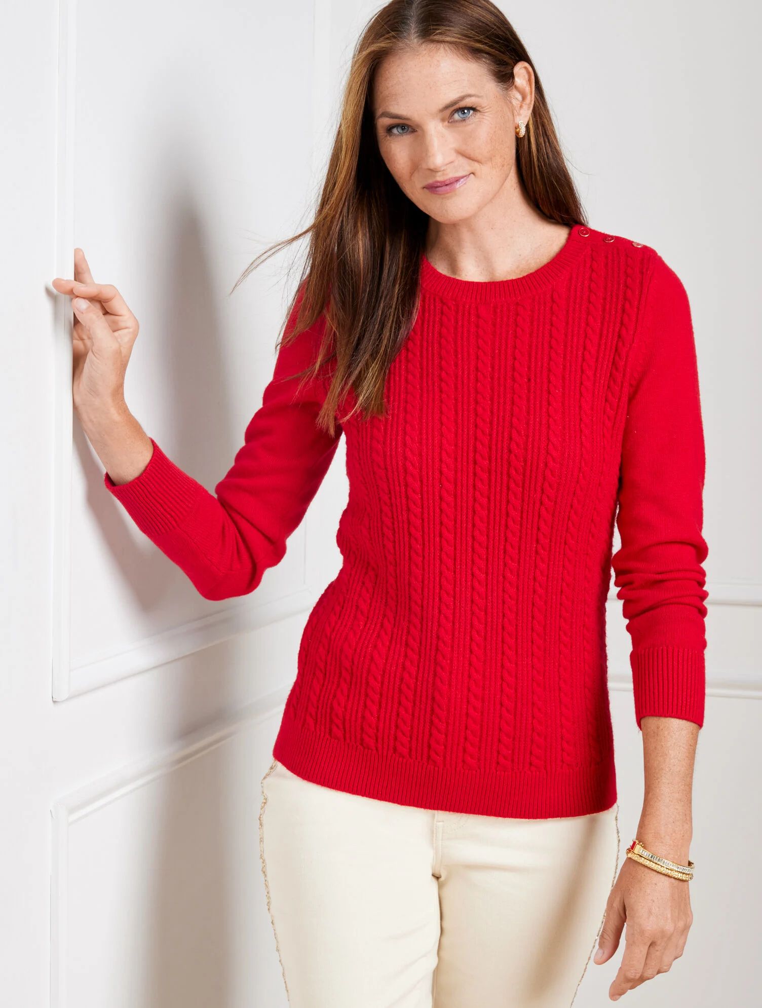 Allover Cable Crewneck Sweater | Talbots