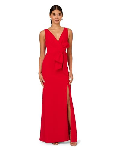 Adrianna Papell Women's Bow Front Crepe Gown, Super Red | Amazon (US)