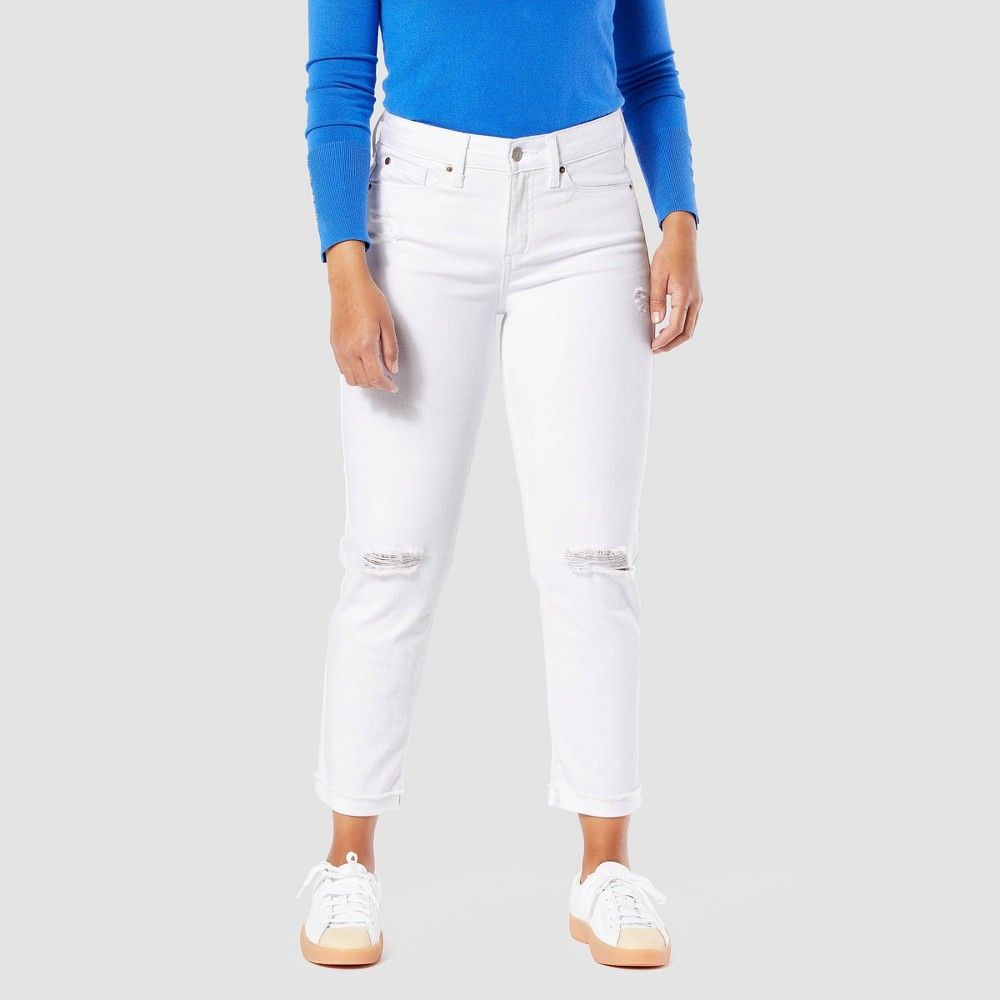 DENIZEN from Levi's Women's Mid-Rise Slim Fit Cropped Boyfriend Jeans - Bright White 14 | Target