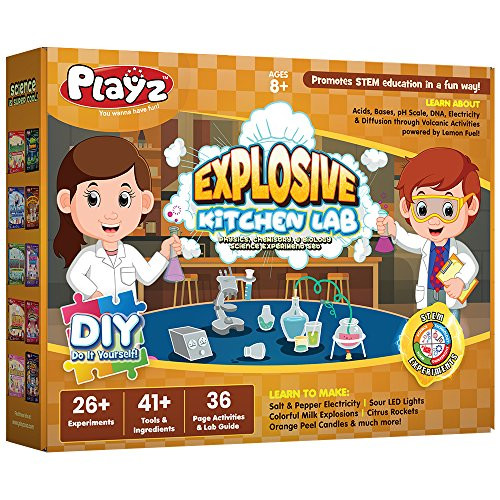 Playz Explosive Kitchen Lab Educational Science Kit for Kids Age 8-12 with 26 Science Experiments to | Amazon (US)