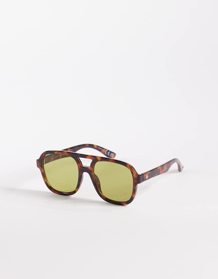 AIRE whirlpool aviator sunglasses in dark tort with green lens - BROWN | ASOS (Global)