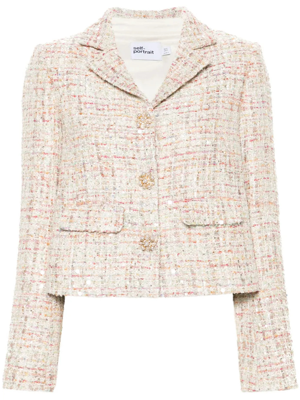 Self-Portrait Tweed-Jacke Mit Pailletten | Nude | FARFETCH DE | Farfetch Global