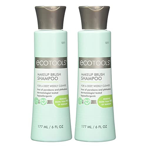Ecotools Cruelty Free and Eco Friendly Makeup Brush Cleansing Shampoo, 6 Ounce; Wash Away Surface Makeup, Oil, and Impurities from Brushes (Pack of 2) | Amazon (US)