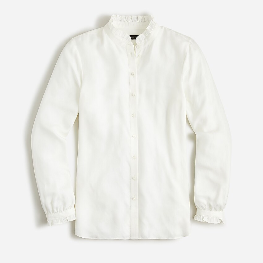 Drapey cupro-blend ruffle-trim shirt | J. Crew US