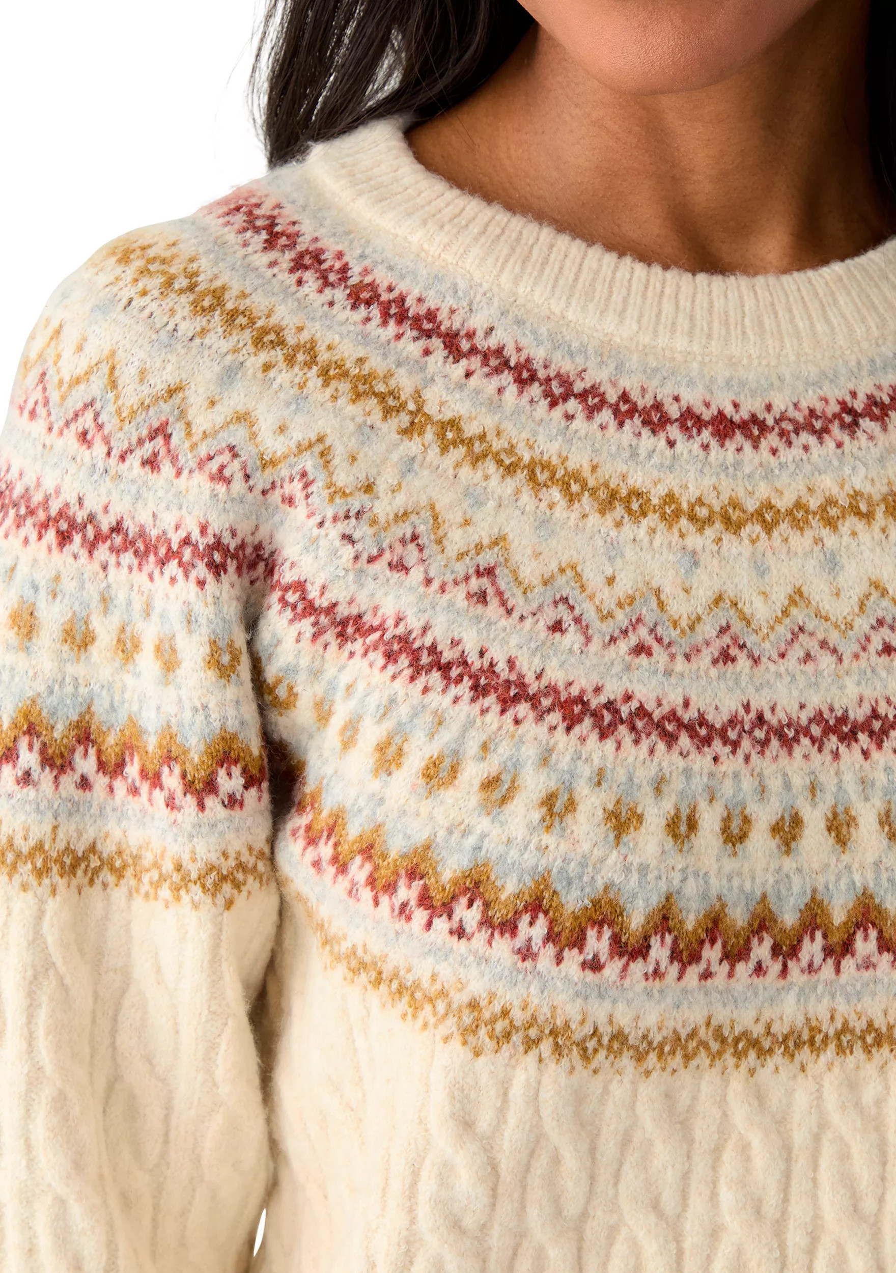 Women's Fairisle Cable Mix Crew Sweater | Belk