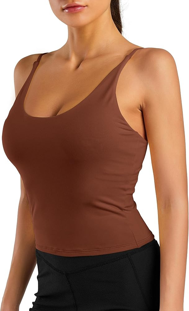 Mafulus Women's Scoop Neck Padded Sports Bra Casual Fitness Workout Running Shirts Yoga Tank Top | Amazon (US)