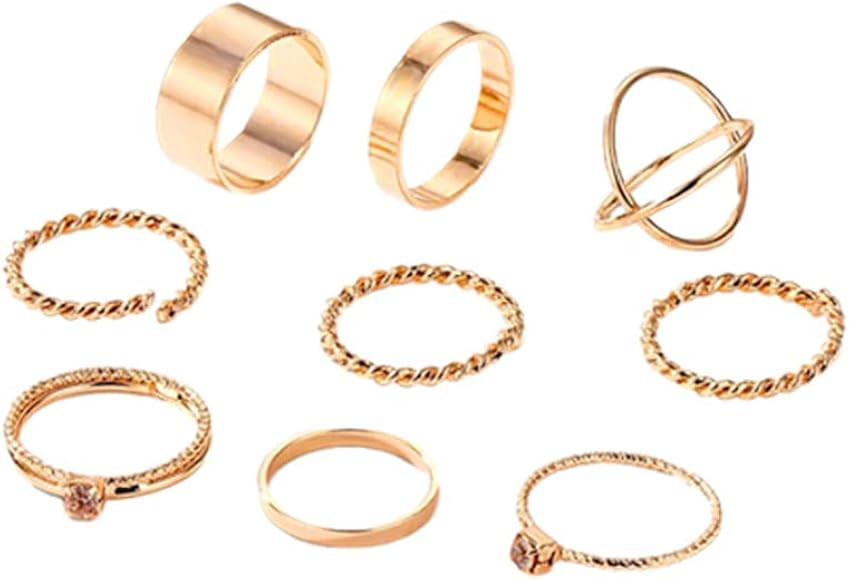 NNIOV Stacking Rings, Knuckle Ring Set, Simple Stackable Midi Cuff Rings, Bohemian Retro Vintage ... | Amazon (US)