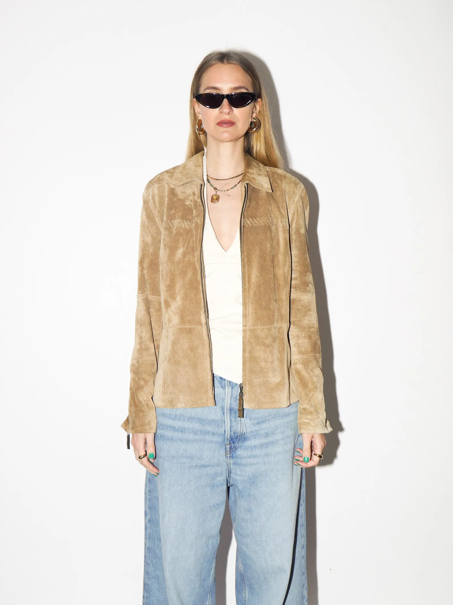 VINTAGE Beige Suede Jacket From 1980s | Betty Barkley Double Zip Leather Jacket - Etsy | Etsy (US)