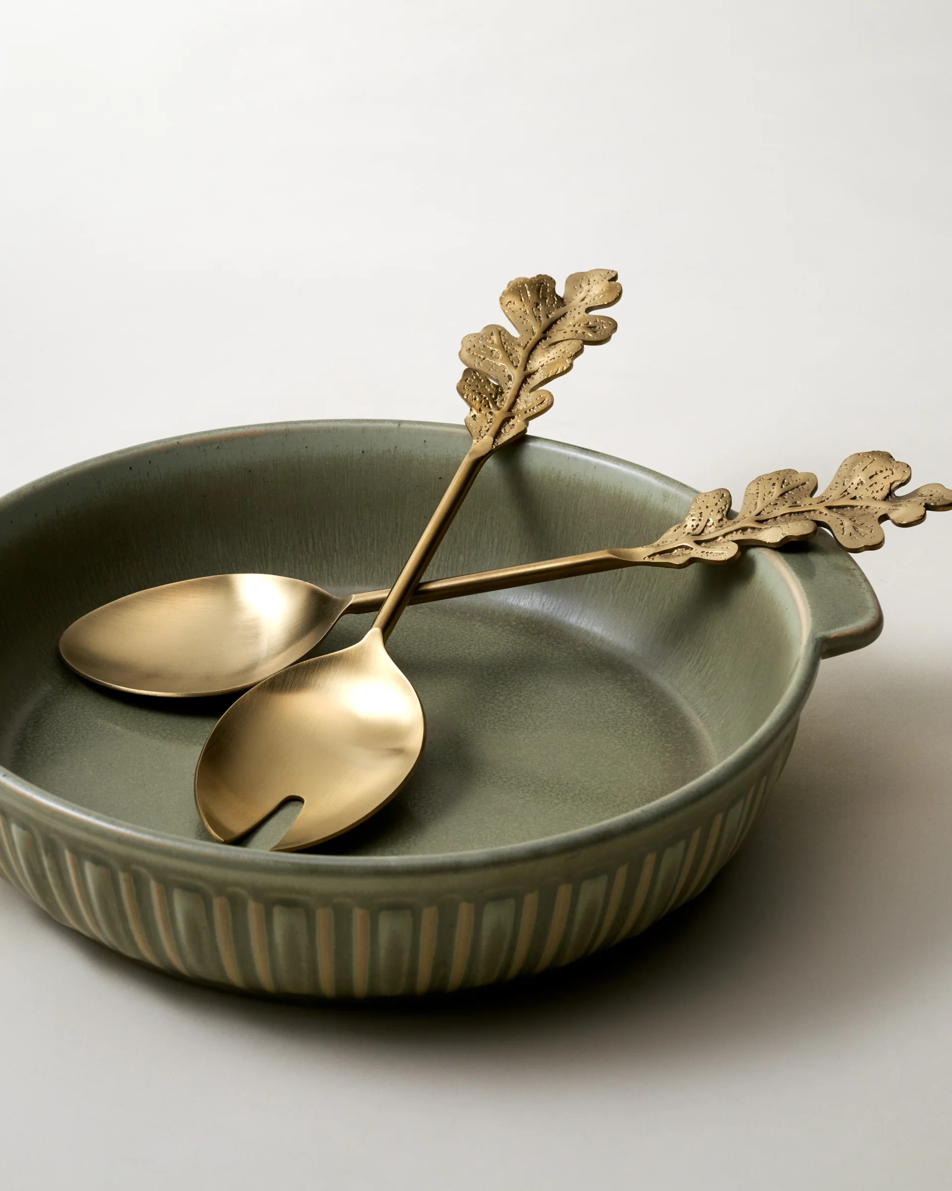 Antique Brass Oak Leaf Handle Serving Set of Two | Magnolia