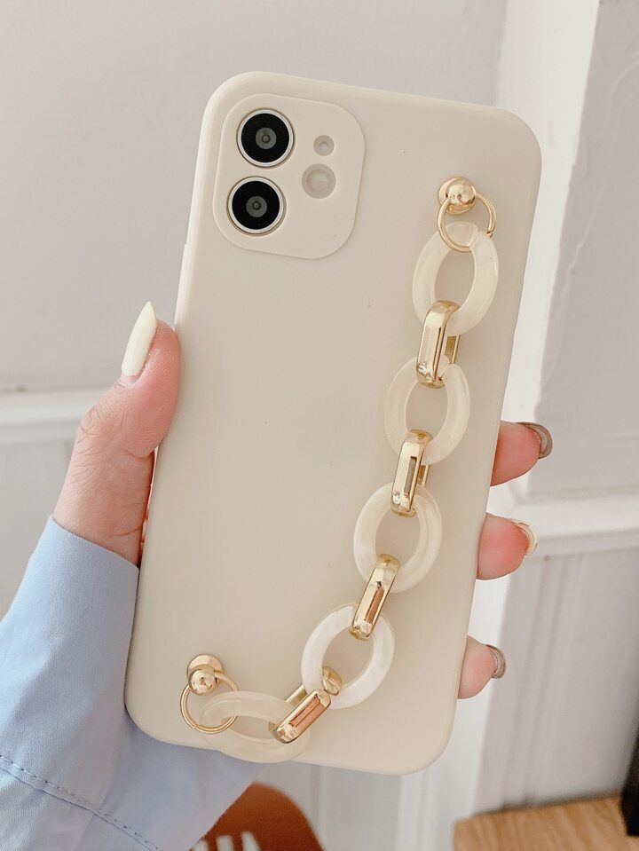 Chain Hand Strap Phone Case Compatible With iPhone 15/15Pro/15Plus/15Promax | SHEIN