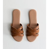 Women's Tan Faux Leather Cut Out Interwoven Strap Sandals New Look | New Look (UK)