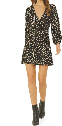 Long Sleeve Surplice Flounce Midi Dress | Nordstrom Rack