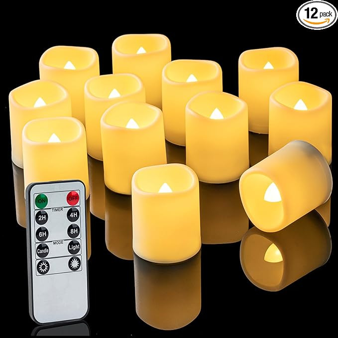 Homemory 400+ Hour Remote Control Candles, 2/4/6/8H Timer LED Votive Candles, Battery Operated Te... | Amazon (US)