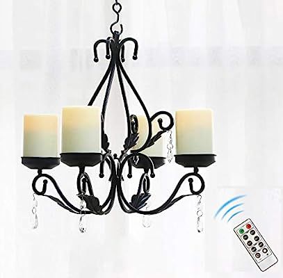 GiveU 3 in 1 Lighting Chandelier Chain Hang Metal Wall Sconce With 4pcs Battery Operated Led Cand... | Amazon (US)