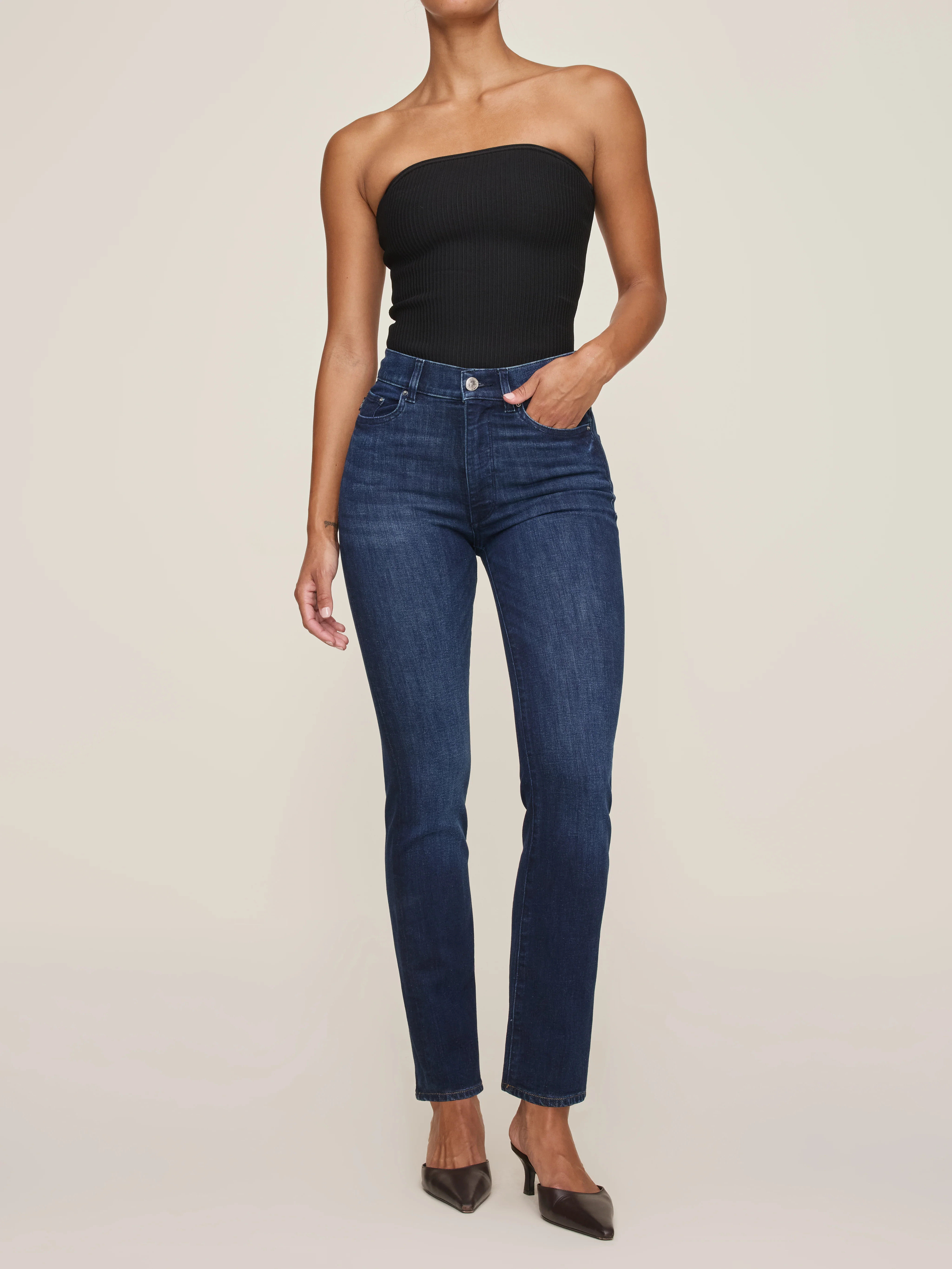 Halle Straight Petite High Rise Instasculpt™ 25.5" Jeans | Mediterranean | DL 1961 Women