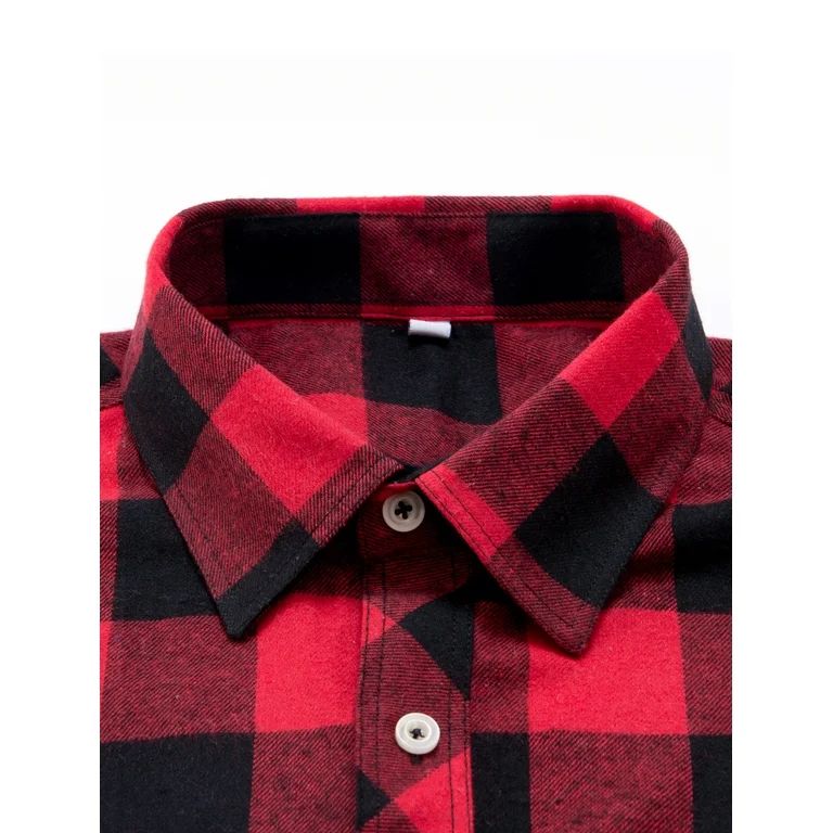 Alimens & Gentle Mens Long Sleeve Red Plaid Flannel Shirts Casual Button Down Regular Fit | Walmart (US)