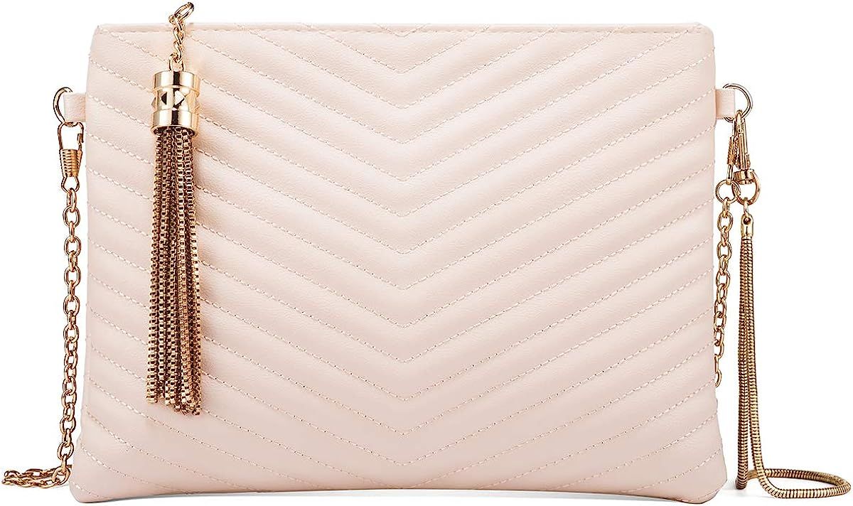 Women Clutch Purse Crossbody Evening Bags with Faux Leather Chain Wristlet Strap | Amazon (US)