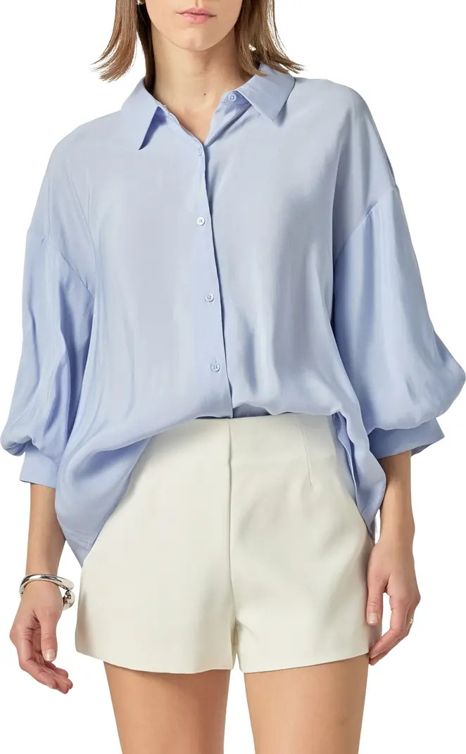 Balloon Sleeve Button-Up Shirt | Nordstrom