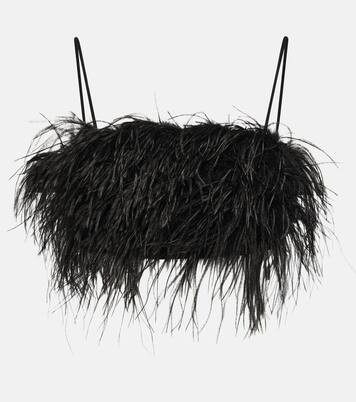 Homecoming feather-trimmed crop top | Mytheresa (INTL)