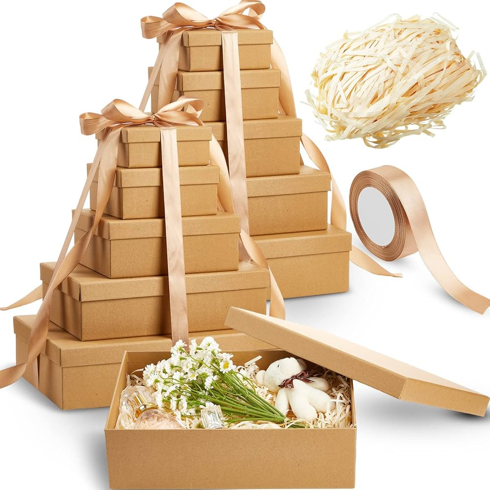 Sherr 10 Pcs Square Nesting Gift Box with Lid Wedding Rigid Gift Box 5 Size Large to Small Box Pr... | Amazon (US)