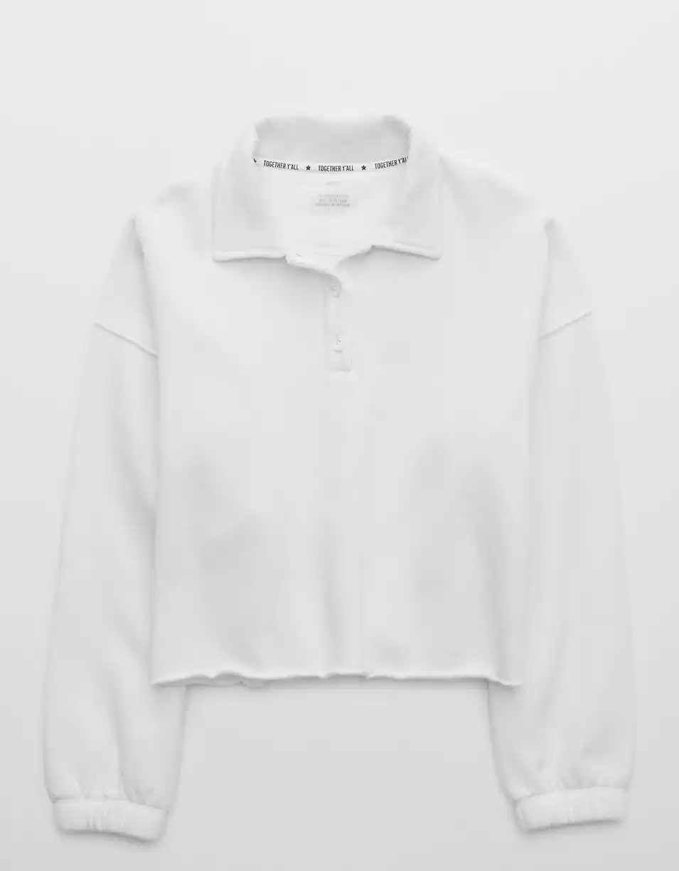 Aerie Fleece-Of-Mind Cropped Polo Sweatshirt | American Eagle Outfitters (US & CA)