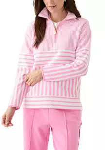 Crown & Ivy™ 	  Women's Long Sleeve Half Zip Mock Neck Top with Contrast Trim | Belk