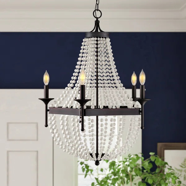 Dargan 5 - Light Candle Style Empire Chandelier with Beaded Accents | Wayfair North America