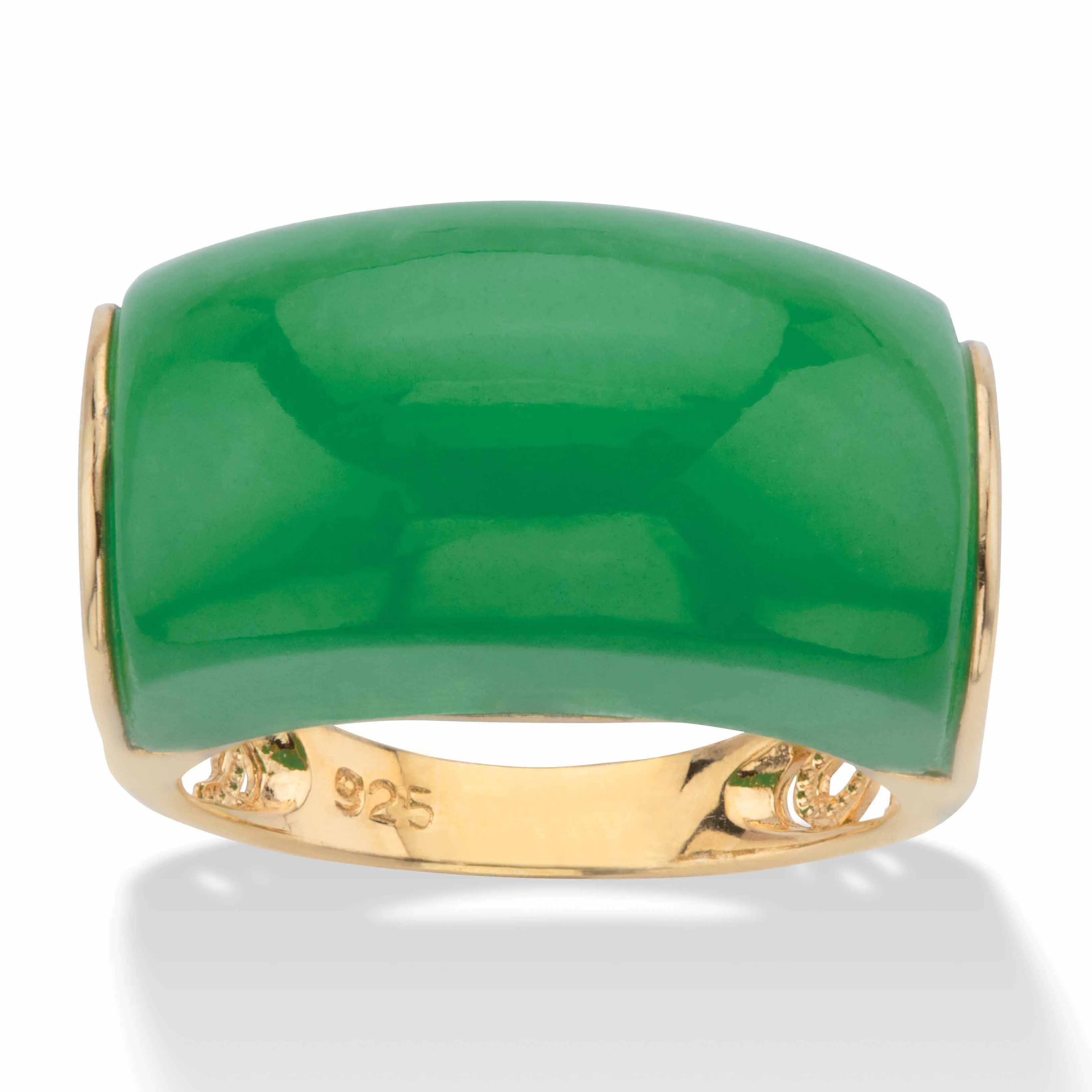 Genuine Jade Gold-Plated Silver Lucky Ring | Shop Simon
