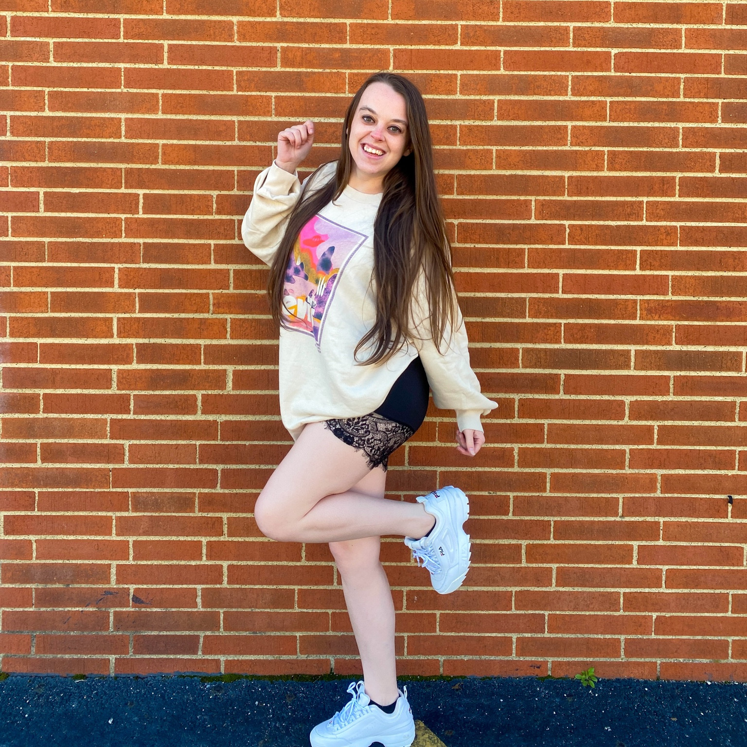 An oversized sweatshirt and biker shorts will always be my go to warm weather outfit to be cute + comfy ☀️ 

#LTKstyletip #LTKunder50 #LTKSeasonal