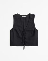 Women's Linen-Blend Tie-Front Vest Top | Women's Tops | Abercrombie.com | Abercrombie & Fitch (US)