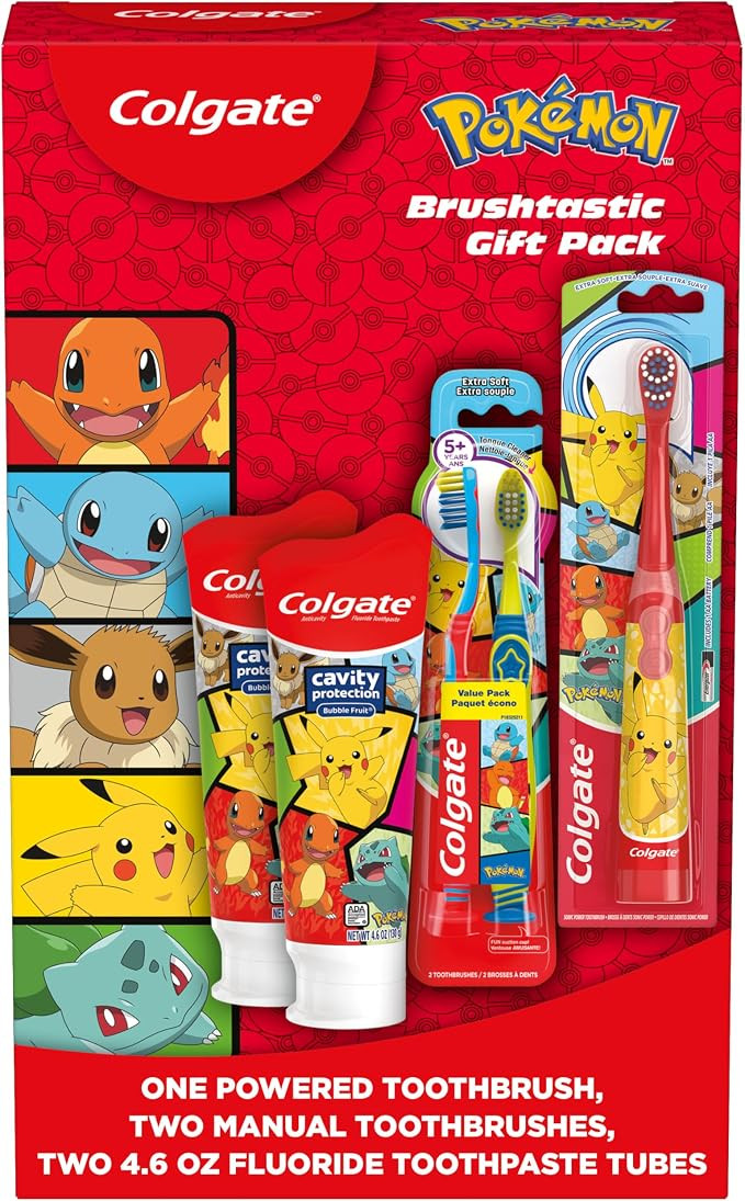 Colgate Kids Pokemon Toothbrush and Toothpaste Gift Set | 1 Battery Powered Toothbrush, 2 Manual ... | Amazon (US)