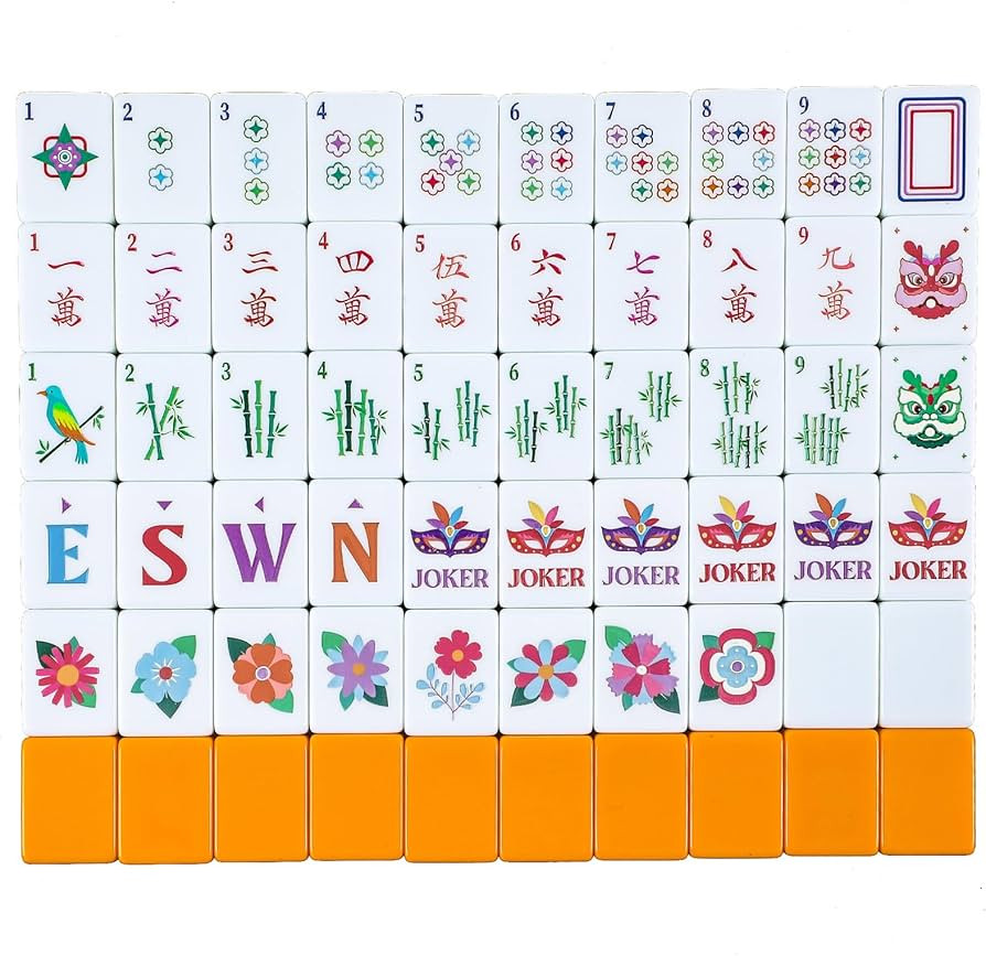 160 Pcs American Mahjong Set 1.2 Inch 160 Mahjong Tiles Set with Orange Back Melamine Hand Carved... | Amazon (US)