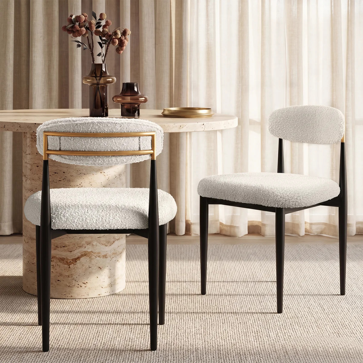 Boucle Upholstered Dining Chairs (Set of 2) | Wayfair North America