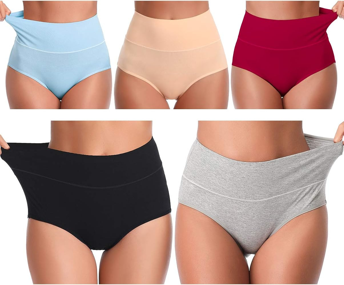 UMMISS Womens Underwear,Cotton High Waist Underwear for Women Full Coverage Soft Comfortable Brie... | Amazon (US)