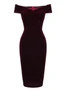 Wine Red 1960s Velvet Bodycon Vintage Dress | Retro Stage