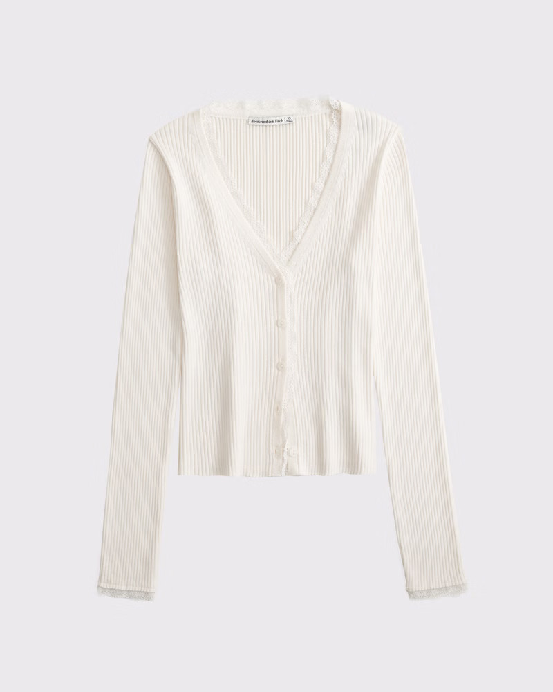 Women's Lace-Trim Cardigan | Women's Tops | Abercrombie.com | Abercrombie & Fitch (US)