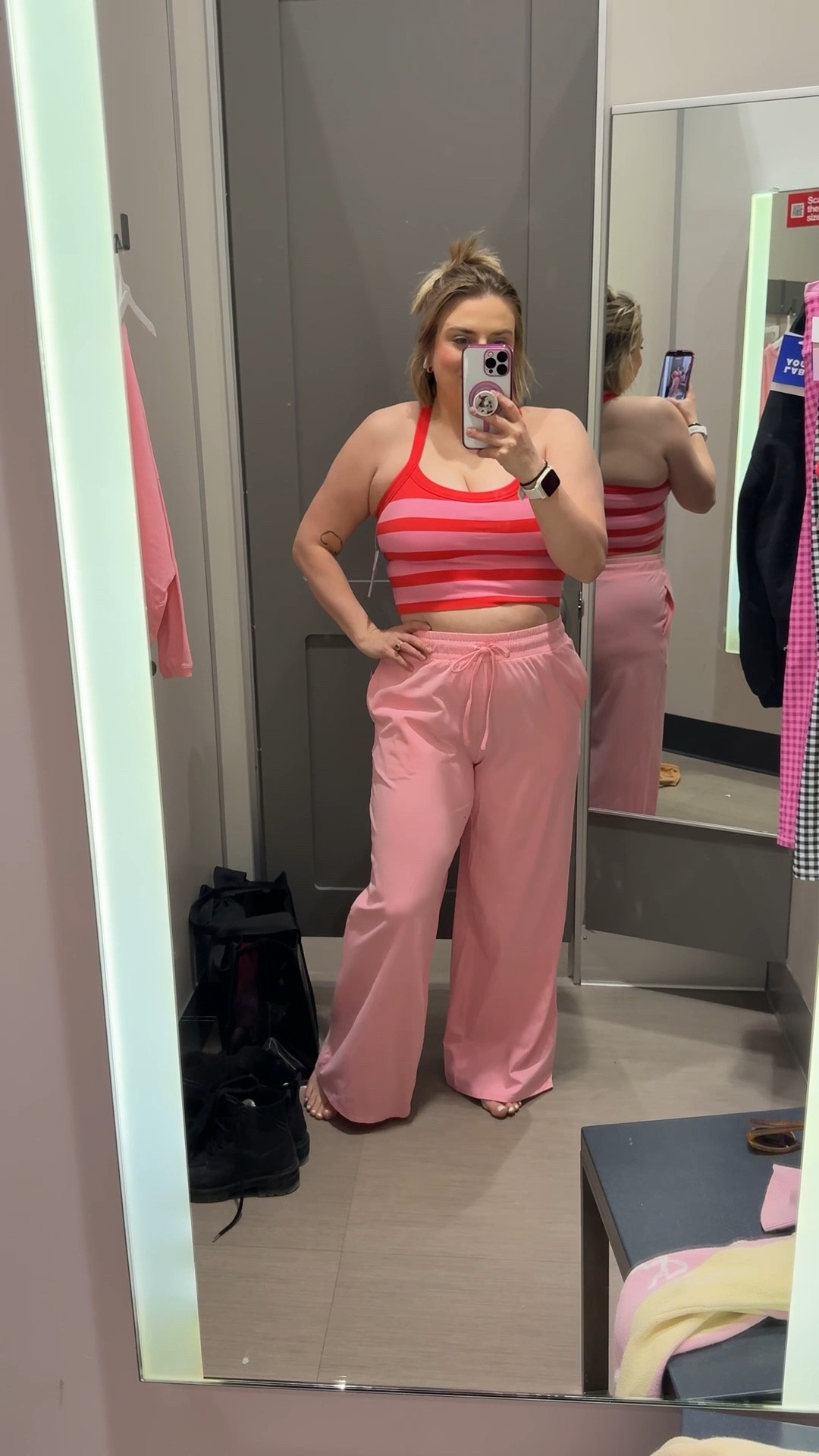 Bright striped bralette & comfy wide leg pants from new Target athleisure collection! In L in bralette (runs small - XL would’ve fit better). In M in pants  

#LTKActive #LTKfitnessgoals #LTKMidsize