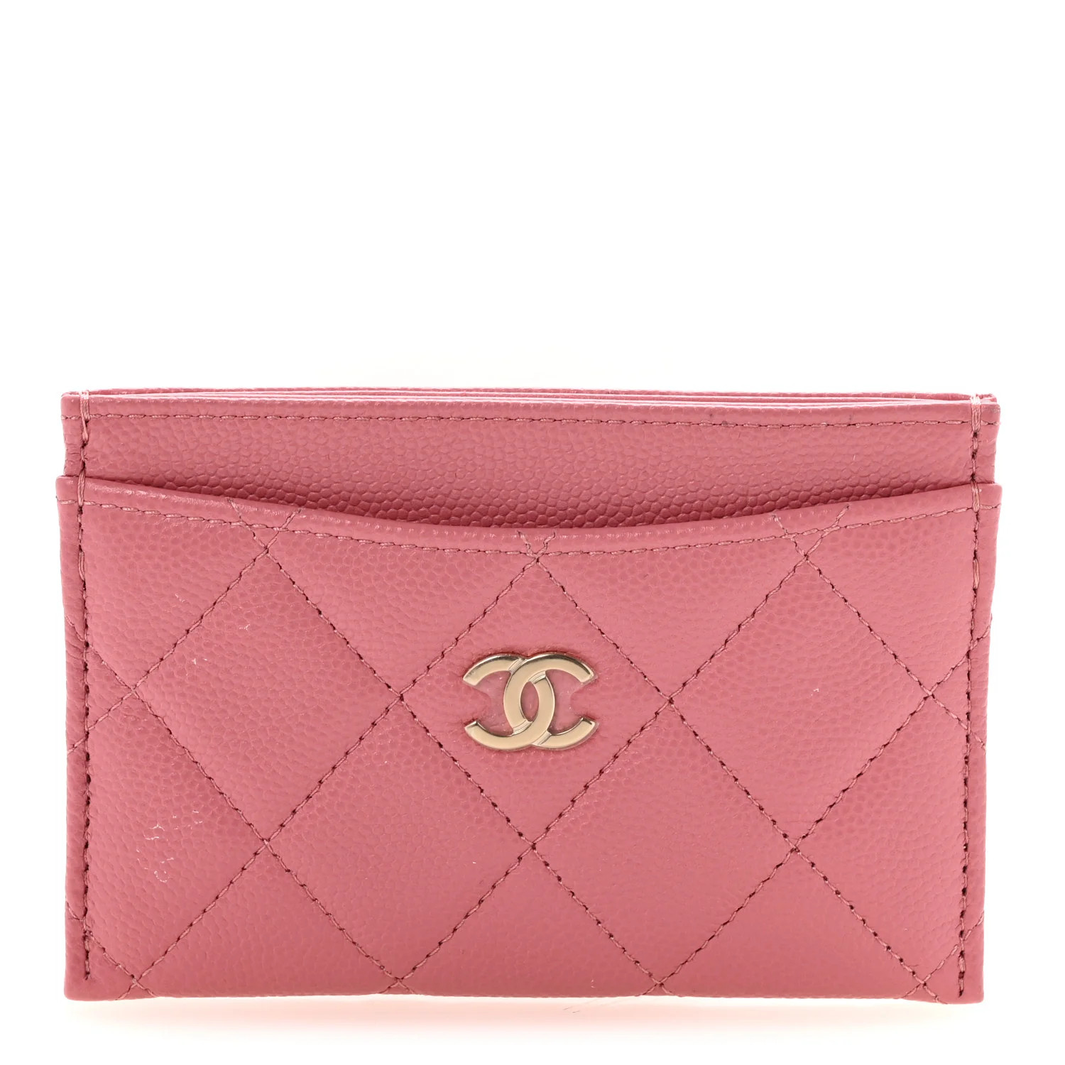 Caviar Quilted Card Holder Dark Pink | FASHIONPHILE (US)
