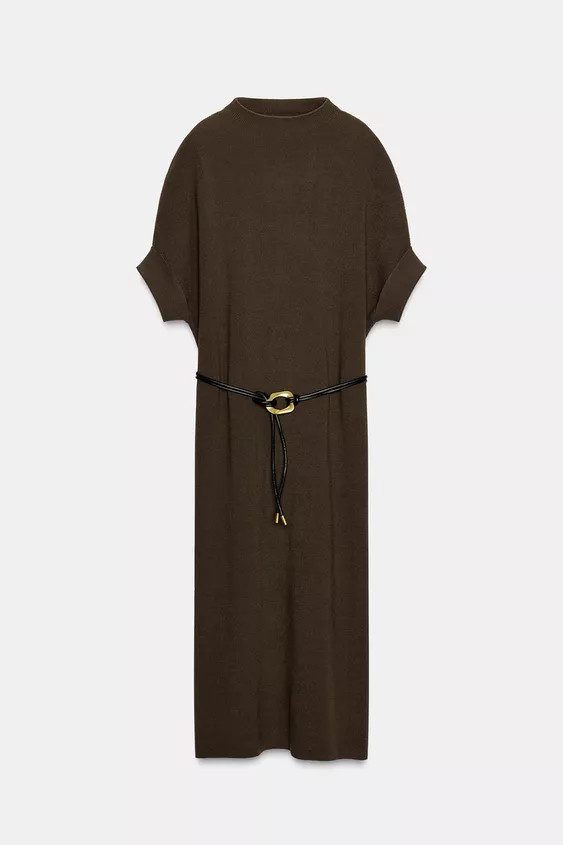 KNIT BELTED DRESS | Zara US