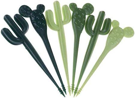 YAIKOAI 6 Piece Cute Food Fruit Picks Plastic Cactus Toothpick Kids Bento Box Cartoon Reusable Pick  | Amazon (US)