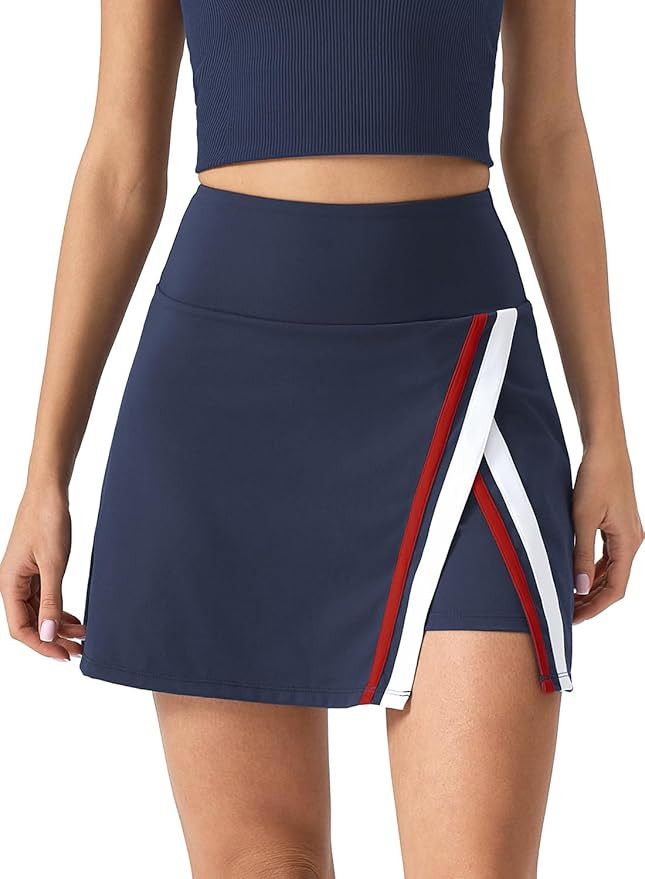 QINSEN Tennis Skirts for Women Side Slit A Line Athletic Skort High Waisted Golf Workout Skirt wi... | Amazon (US)