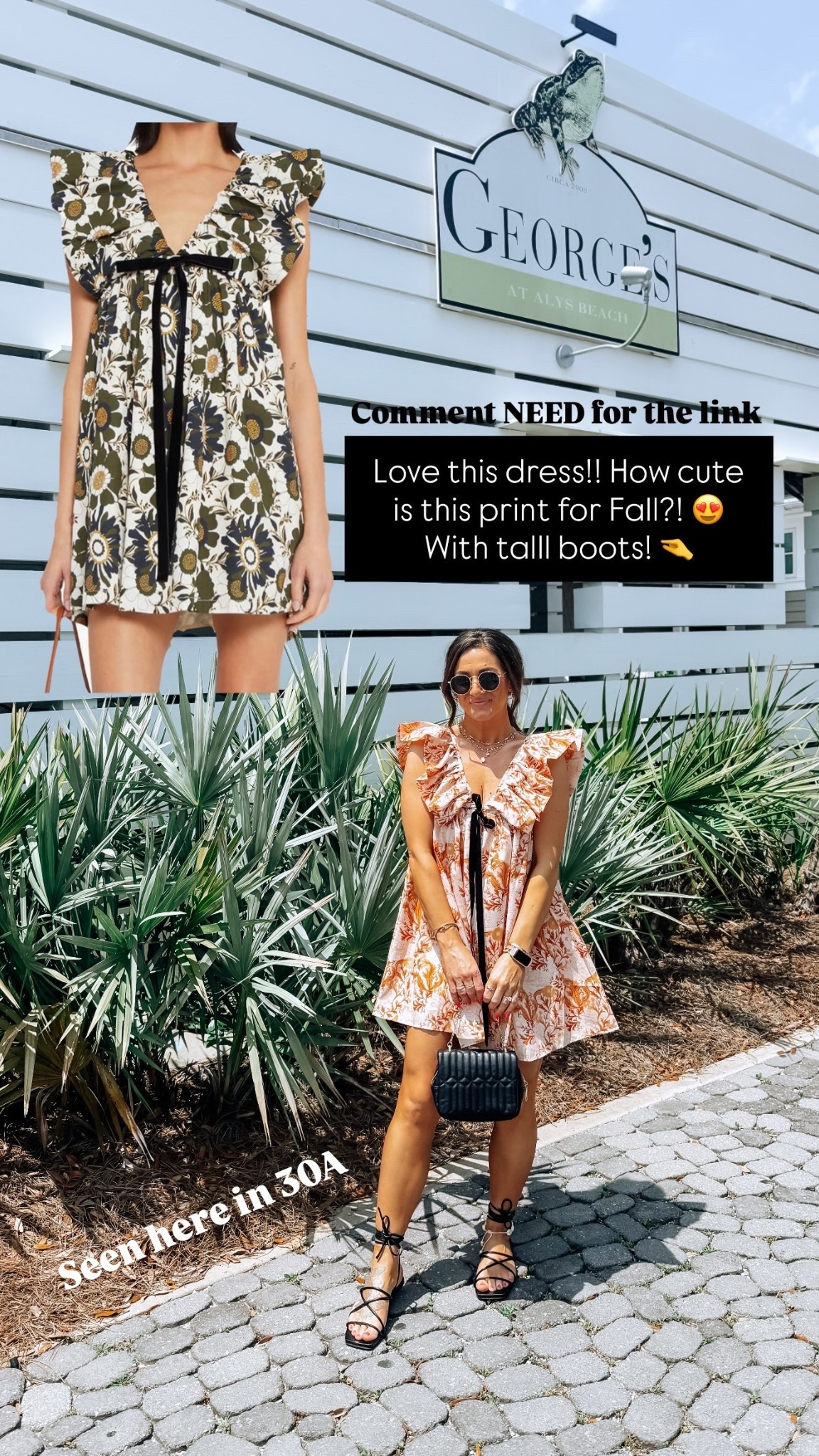 Love this dress!! How cute is this print for Fall?! 😍 With talll boots! 🤏 Seen here in 30A

#LTKSeasonal #LTKootd #LTKPetite