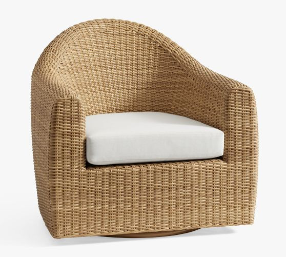 Gideon Wicker Swivel Outdoor Lounge Chair | Pottery Barn (US)