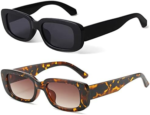 KUGUAOK Retro Rectangle Sunglasses Women and Men Vintage Small Square Sun Glasses UV Protection G... | Amazon (US)